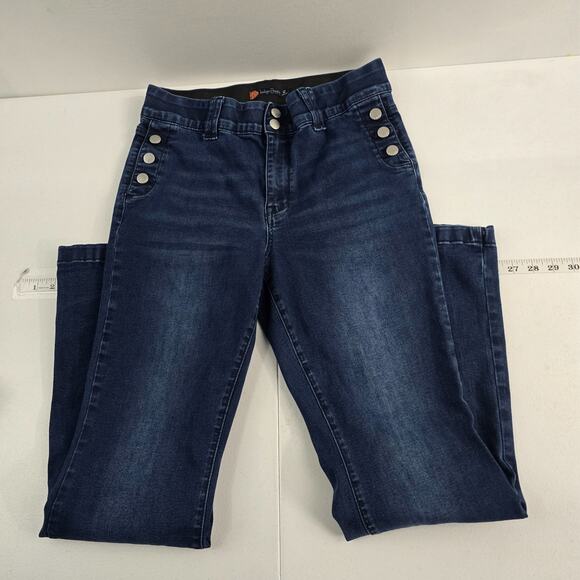 Indigo Poppy jeans bootcut flare jeans dark wash 12 womens denim 6453 - Picture 1 of 12